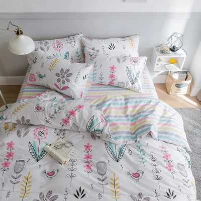 Floral Printed Bedding Sets Full Duvet Cover Girls Cotton Comforter Cover Ful... - Image 1 of 4