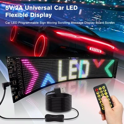 APP Programmable Car LED Sign Flexible Scrolling Message Display Screen Board BT - Image 1 of 4