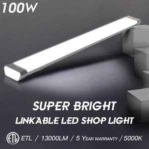 Linkable LED Shop Light 100W LED Ceiling Garage Lighting Fixture 5000K 13,000LM - Picture 1 of 12