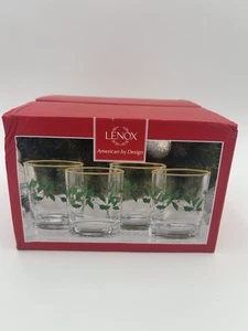 Lenox Holiday DOF oro 24k set di 4 bicchieri doppi 1/8 pollici vecchio stile 10 oz - Foto 1 di 11