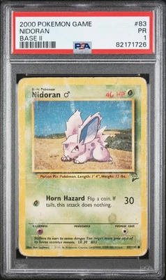 2000 Pokemon Base Set 2 Nidoran PSA 1 #83 POP 1 - Image 1 of 3