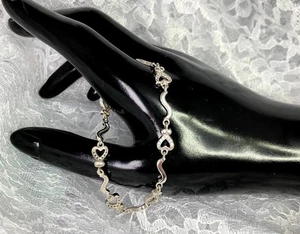 Sterling 925 & Hearts with CZs and 925 Bars ~ Length 7.5" - Picture 1 of 24