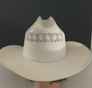 Shangtung echt Stroh Cowboy Western Hut 20X handgewebt Shantung Größe 7 3/8 USA - Bild 1 von 9