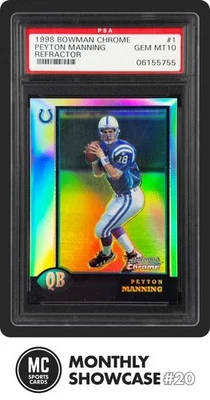 PEYTON MANNING PSA 10 1998 BOWMAN CHROME #1 REFRACTOR ROOKIE CARD RC POP 48 GEM - Image 1 of 4