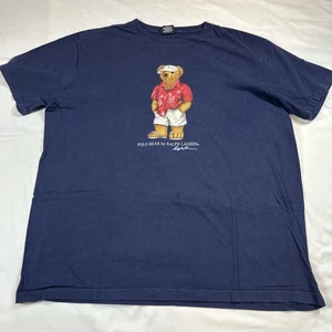 Vintage Polo Bear Ralph Lauren Shirt Short Sleeve Navy Blue XL - Picture 1 of 22