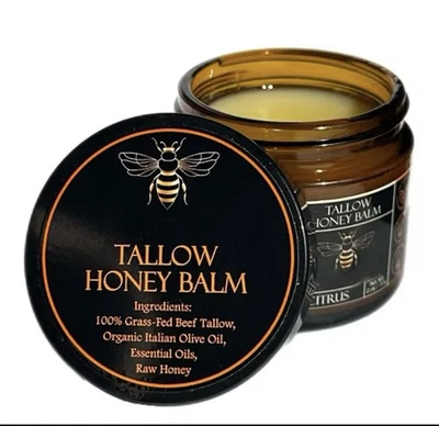 Tallow Balm with Raw Honey - Handmade All-Natural Moisturizer for Soft Skin - Image 1 of 3