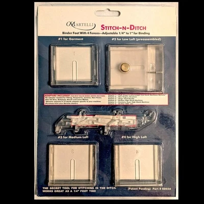 NEW Martelli Stitch-N-Ditch Binder Foot with 4 Fences Adjustable 1/4" to 1" - Image 1 of 4