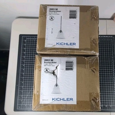 2 Pack Kichler Wynberg 1-Light Mini Pendant Satin Etched Glass Brushed Nickel  - Image 1 of 4