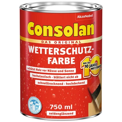 Consolan Wetterschutzfarbe 750 ml Deckend Außen Holzschutzlack Imprägnierung - Bild 1 von 3