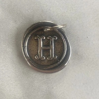 Dije de plata inicial redonda poética depilación letra H Foto 1 de 2
