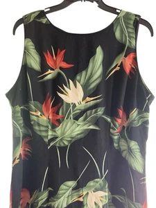 Iolani Hawaiian Dress Women's XL Back Zip Black Bird of Paradise Floral Tropical - Picture 1 of 12