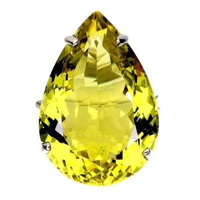 Anillo de plata esterlina 925 pera limón cuarzo 22ct hecho a mano piedras preciosas joyería talla 6,5 Foto 1 de 4