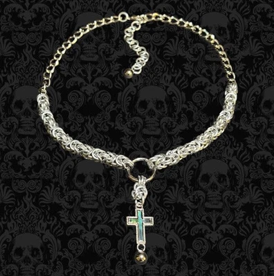 Ожерелье с подвеской в виде византийского креста ручной работы 17 дюймов - Изображение 1 из 4