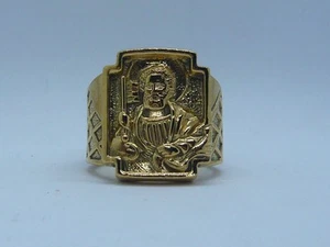 ANELLO POPE LEON XIV 925 STERLING SILVER PISCATORIUS RING SAN PIETRO GOLDPLATED - Picture 1 of 6