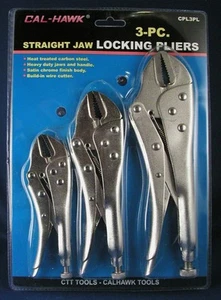 LOCKING PLIERS SET 3-pc Straight Jaw Adjustable Vise Grip NEW Chrome Steel Tool - Picture 1 of 1