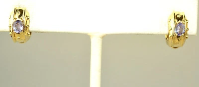 PENDIENTES PEQUEÑOS DE ARO HUGGIE AMATISTA ORO AMARILLO 14K CON PUNTOS Y REMOLINOS Foto 1 de 4