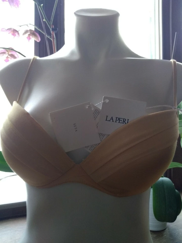 Sutiã La Perla moda seda tamanho 34 C amarelo push-up - Imagem 1 de 4