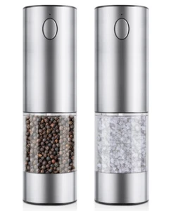 Electric Salt and Pepper Grinder Set, Rechargeable Stainless Steel Automatic Mil - Picture 1 of 8