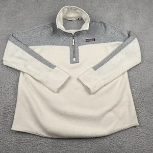 Vineyard Vines Sweatshirt Women Medium White Fleece Shep Quarter Zip Pullover - Picture 1 of 13