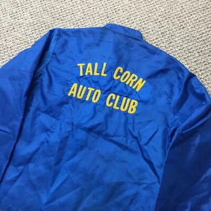 Vintage 60s Car Club Racing Jacket Mens L 44 Blue With Yellow Chainstitch - Picture 1 of 11