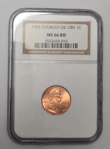 1995 NGC MS66 RED Lincoln Memorial Cent Double Die Obverse - Picture 1 of 4