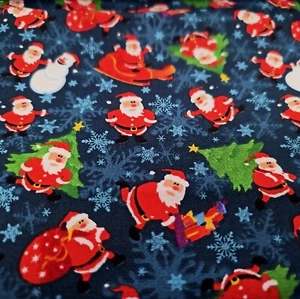 Santa and Sleigh Christmas Cotton Fabric Winter Snowflakes MDG By the Yard   - Picture 1 of 3