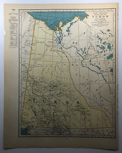 1944 Antique YUKON Authentic Old Atlas Map - Rand McNally World Atlas - Picture 1 of 7