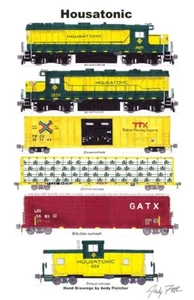 Póster de tren de ferrocarril Housetonic 11"x17" póster firmado por Andy Fletcher - Imagen 1 de 1
