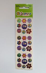 Vintage SandyLion Prismatic Peace Signs Flower Power Stickers Sealed