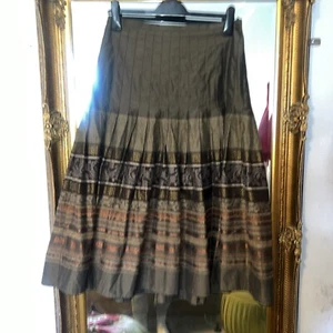 H&M Uk 10 Vintage Skirt With Layers Brown - Picture 1 of 6