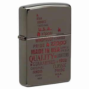 Zippo Typographic Zippo Flame Art Design Black Ice Windproof Pocket Lighter, ... - Picture 1 of 6