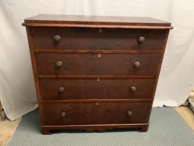 Antique Early Primitive 1800's Flame Mahogany Dresser - Image 1 of 4