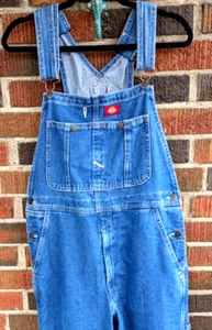 DICKIES Denim Overall Men's W 32 L 30 Fits Over Boots Tool Pockets Indigo EUC - Picture 1 of 11