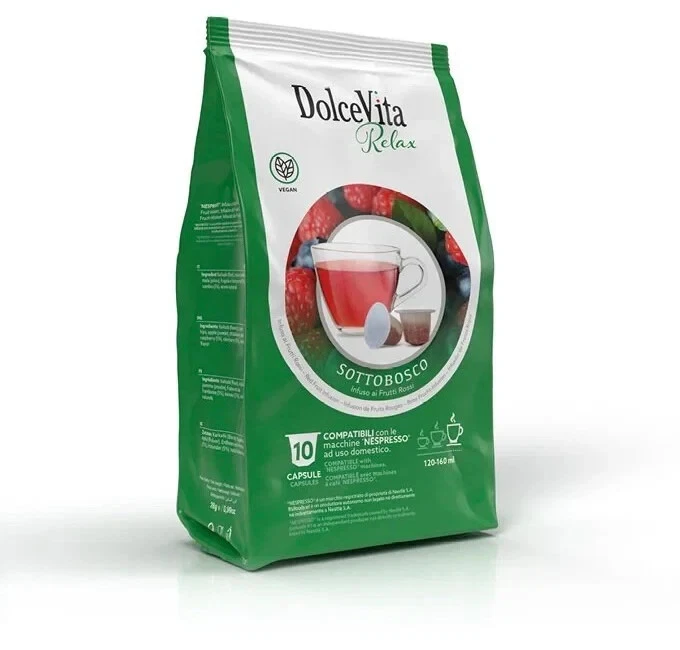 100 Capsule TISANA SOTTOBOSCO NESPRESSO° Marchio Dolce Vita