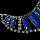 Bib Necklace Cleopatra Collar Bold Blue & Crystal Striking Deco Style