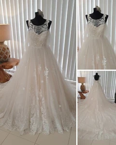 Wedding dress size 8, Champagne colour Princess A-line dress - Picture 1 of 1