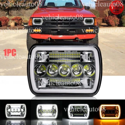 Fit Toyota Pickup 1982-1997 7x6" Square LED Headlight Hi/Lo Beam DRL Turn Signal - Image 1 of 4
