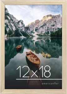 Americanflat 12x18 Natural Oak Picture Frame - Engineered Wood with Glass - Picture 1 of 5