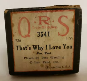Word Rolls Piano Vintage "That's Why I Love You" #3541 QRS Autogramm no date - Bild 1 von 2
