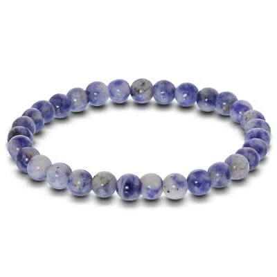 6mm Sodalite Gemstone Round Bead Unisex Stretch Bracelet - Image 1 of 3