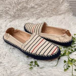 SPERRY Sunset Ella Stripe Natural Multicolor Canvas Slip On Loafers sz 7.5M US - Picture 1 of 7