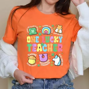 Groovy One Lucky Teacher Lucky Charm St Patricks Day Women Unisex T-Shirt - Picture 1 of 21