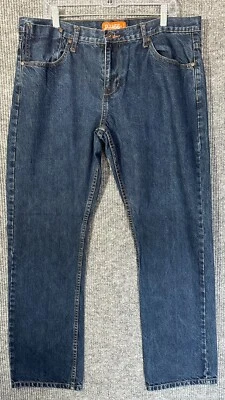 Plugg Jeans Co. Para Hombres Talla Recta 38x32 Azul Denim 100% Algodón Tiro Medio Foto 1 de 4