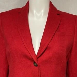 Talbots Womens Jacket Blazer Red Wool Blend Stripe Lining Sz 16 NWT - Picture 1 of 10