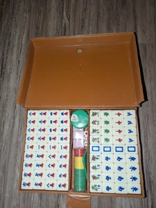 Vintage Chinese MahJong Double Tone 144 Tiles Traveling Game Case Unopened - Picture 1 of 24