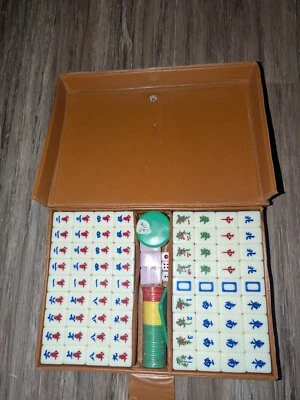 Vintage Chinese MahJong Double Tone 144 Tiles Traveling Game Case Unopened - Image 1 of 4