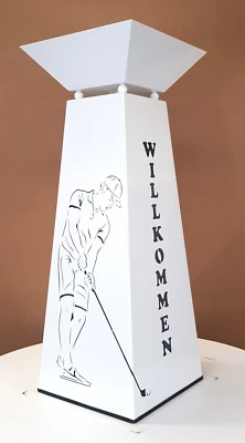 Dekosäule Golfer 92cm weiß pulverbeschichtet mit Pflanzschale Golfspieler - Bild 1 von 4
