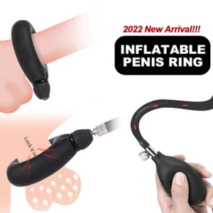 New Liquid Silicone Inflatable Sleeve Male Pump Air Lock Chastity Belt - Picture 1 of 12