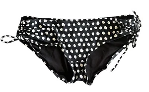 Victorias Secret Swim Bikini Bottom Black Ruched Side Tie High Waist Cheeky Med - Picture 1 of 4