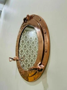 17"Aluminum Copper Antique  Porthole Mirror Nautical Maritime Ship's Decor item - Picture 1 of 5